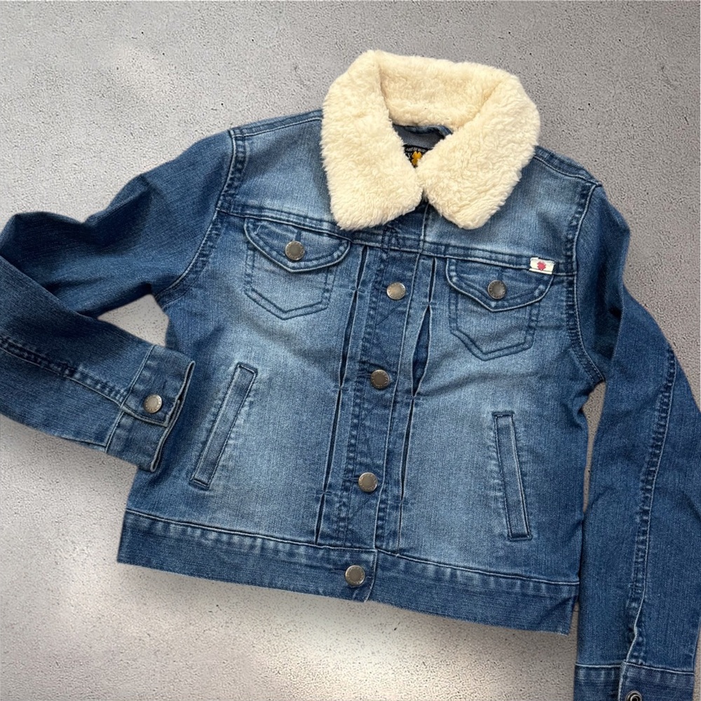 Kids Denim Jacket with Cream Collar